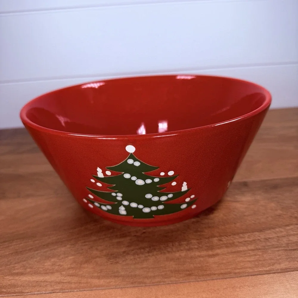 Vtg Waechtersbach Christmas Tree Lg Red Serving Salad Vegetable Bowl 9
